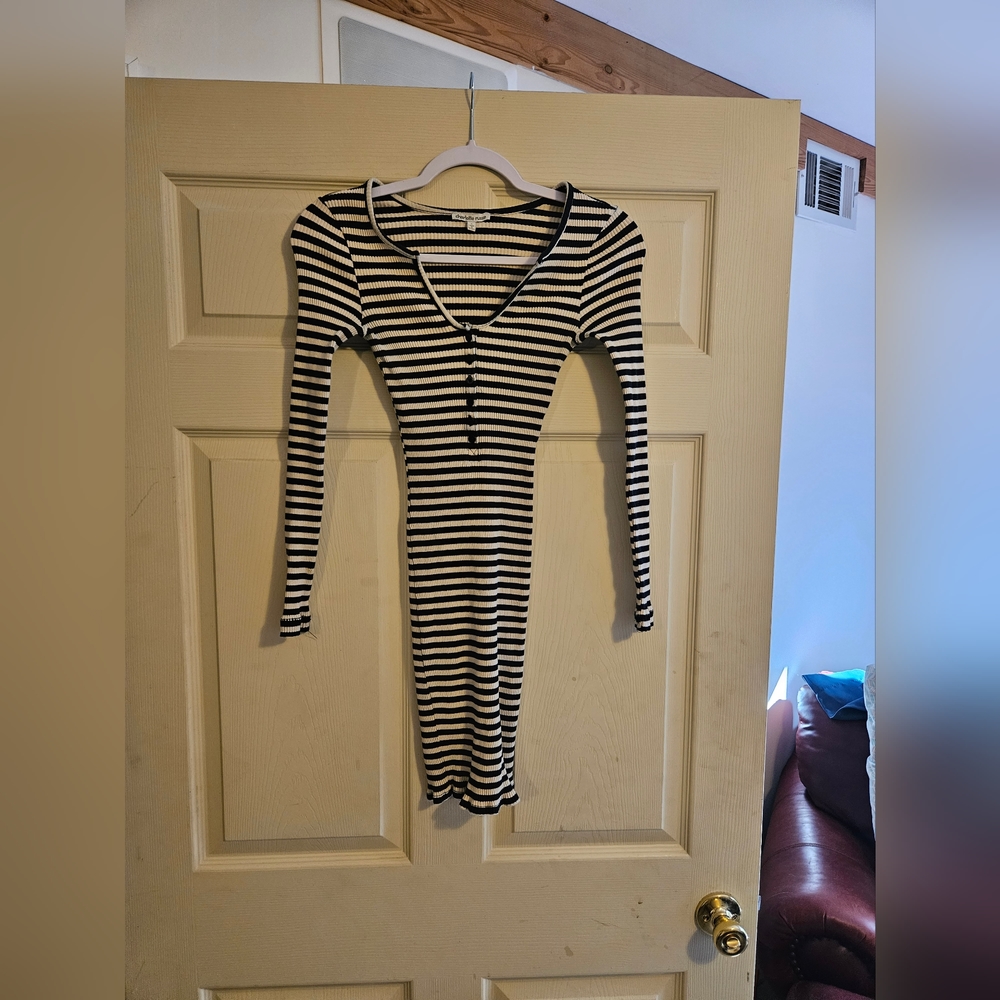 Charlotte Russe black and white striped dress, Size S